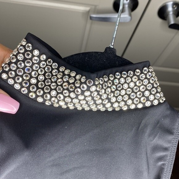 Kippy’s Swarovski Crystal Embellished Turtleneck Sleeveless Thong Bodysuit Sz M - Picture 6 of 8